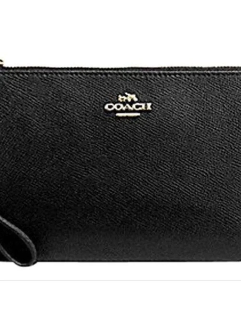 Coach Black Large Crossgrain Leather Wristlet